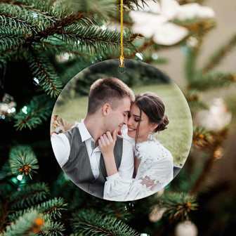 Custom Photo And Text Ceramic Ornament For Couples Wedding Or Graduation 2024 Hanging Tree Decorations - Monsterry