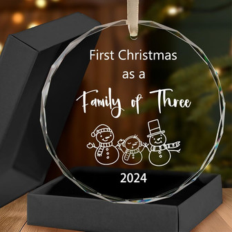 2024 First Christmas Crystal Ornament For New Parents - Personalized Family Keepsake Gift - Monsterry