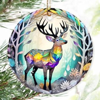 Colorful Elk Christmas Ornament For Holiday Tree - Personalized Gift Idea For Seasonal Decor - Monsterry