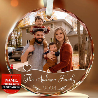 Personalized Christmas Glass Ornament With Custom Name Photo Date - Heartfelt Keepsake Gift For Family Holiday DéCor - Monsterry