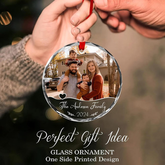 Heartfelt Personalized Family Glass Ornament For Christmas Keepsake - Custom Name, Photo & Date - Monsterry
