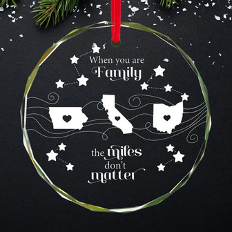 Thoughtful Family Long Distance Christmas Ornament 2024 - Personalized Glass Keepsake For Friends & Family - Monsterry