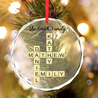 Heartfelt Family Name Crossword Ornament Personalized Christmas Gift For Home DéCor - Monsterry