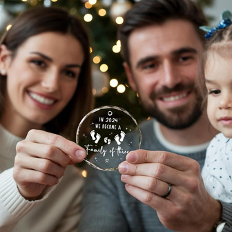 Thoughtful Personalized Family Of 3 Ornament For Christmas 2024 - Perfect For New Parents And Baby's First Holiday - Monsterry