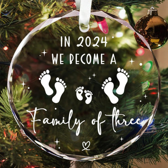 Touching Family Of 3 Glass Ornament For New Parents 2024 - Baby's First Christmas Gift - Customizable Family Keepsake - Monsterry