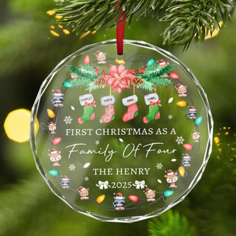 Family Of Four 1st Christmas Ornament 2024 - Custom Names Keepsake For Tree - Monsterry