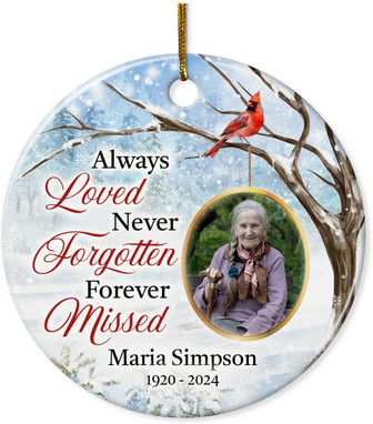 Custom Memorial Ornament With Photo - Christmas Remembrance Keepsake For Lost Loved Ones - Monsterry