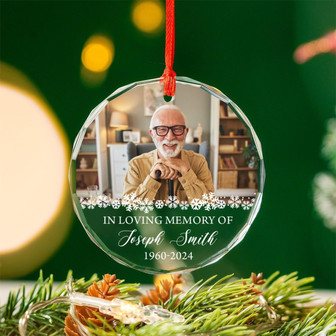 Touching Personalized Memorial Ornament For Family Loss - Custom Photo & Name Glass Keepsake Gift - Monsterry
