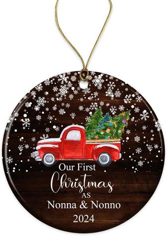 2024 First Christmas Ornament For New Nonna & Nonno – Ceramic Keepsake Xmax Tree Decor - Monsterry