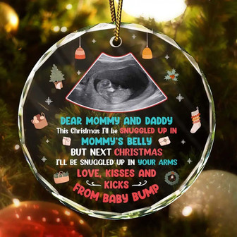Heartfelt Personalized Glass Ornament For Christmas - Custom Photo Keepsake For Expecting Moms - Monsterry