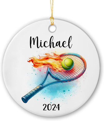 Heartfelt Tennis Lover Ornament For Christmas Tree 2024 - Personalized Ceramic Keepsake Gift - Monsterry