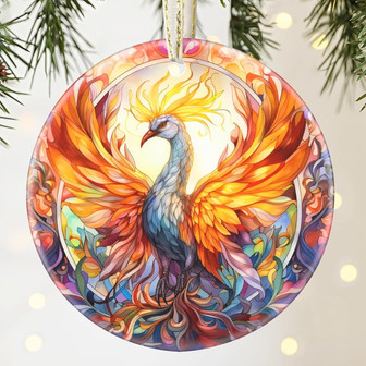 Personalized Phoenix Christmas Ornament 3.5 Inch Ceramic For Holiday Gifts & Tree Decor - Monsterry