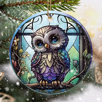 Personalized Stained Ceramic Owl Christmas Ornament For Home Or Office DéCor – Thoughtful Holiday Present - Monsterry