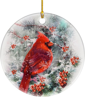 Personalized Winter Cardinal Ornament For Women - Heartfelt Memorial Christmas Gift For Tree Decorations - Monsterry
