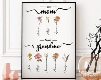 Heartfelt Birth Month Flowers Canvas For Grandma's Garden - Personalized Mother Day Gift For Grandma, Great-Grandma, And Mom | Familywalldecor