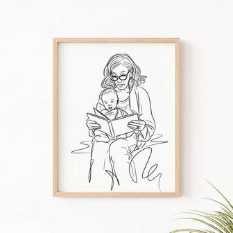 Personalized Grandma Canvas - Grandparent Drawing From Photo - Unique Gift For Nana & Mom | Familywalldecor