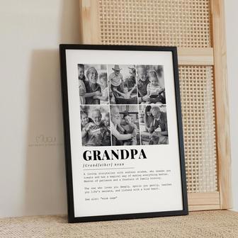 Thoughtful Grandpa Definition Canvas With Custom Photo Collage For Father's Day - Pop Pop Wall Art Gift | Familywalldecor