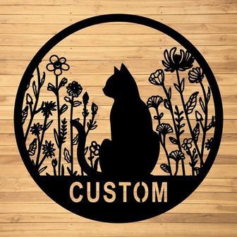 Thoughtful Personalized Cat Mom Metal Wall Art For Cat Lovers - Customizable Welcome Signs For Home Decor | Familywalldecor