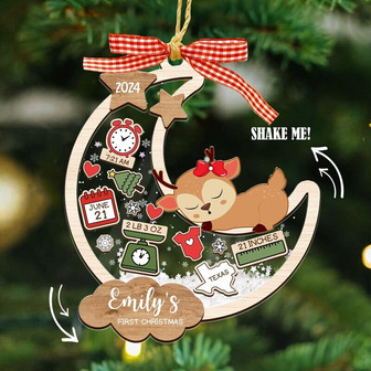 Personalized 4D Shaker Ornament For Baby's 1st Christmas - Custom Gift For Baby Shower - Monsterry