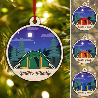 Personalized Tent Adventure Ornament For Camping Lovers - Custom Christmas Tree Decor For Outdoor Enthusiasts - Monsterry
