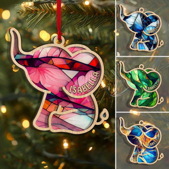 Personalized Elephant Christmas Ornament With Name For Holiday Decor - Monsterry