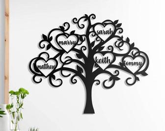 Personalized Family Tree Wall Decor - Metal Sign For Living Room, Thoughtful Gift For Family Name Customization | Familywalldecor