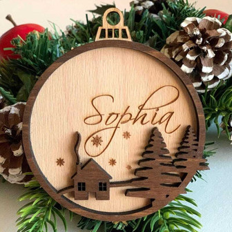 Personalized Wood Name Christmas Ornament - Handmade Bauble For Holiday Gifts & Housewarming DéCor - Monsterry