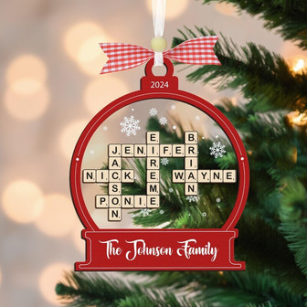 Personalized Family Scrabble Ornament Christmas 2024 Decoration - Custom Names For Holiday - Monsterry