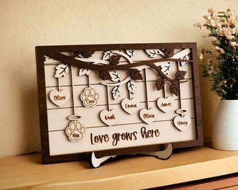 Heartfelt Engraved Family Tree Wall Decor For Mother's Day Modern Farmhouse Style | Familywalldecor