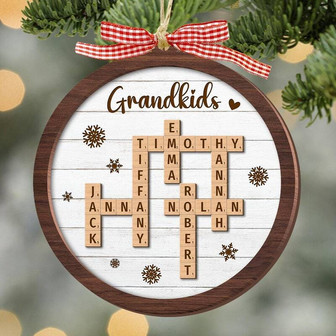 Thoughtful Grandparent Christmas Ornament Customizable Crossword Style - Monsterry
