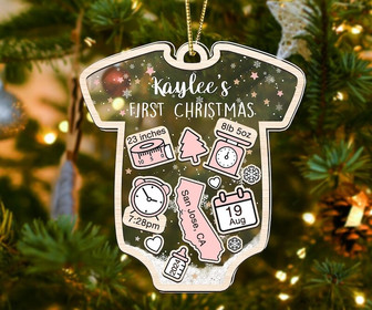 Touching 2024 Baby's First Christmas Ornament - Personalized New Baby Gift For Baby Showers - Monsterry