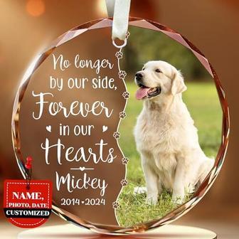 Touching Dog Wall Art Christmas Ornament - Custom Photo And Name Glass Memorial For Your Beloved Pet | Familywalldecor