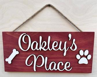 Custom Dog Wall Art - Personalized Wooden Sign For Pet Area - 3D Name Design With Paw Element | Familywalldecor