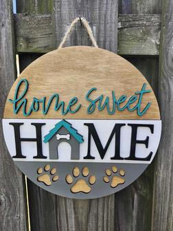 Custom Dog Wall Art Welcome Sign For Pet Lovers With Paw Prints Design - Perfect For Front Door DéCor | Familywalldecor