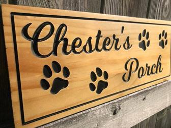 Custom Engraved Dog Wall Art For Outdoor - Personalized Paw Print Wood Sign For Pet Lovers | Familywalldecor