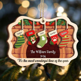 Touching Family Reunion Ornament With Custom Names - The Most Wonderful Time Of Year Design For Holidays - Monsterry