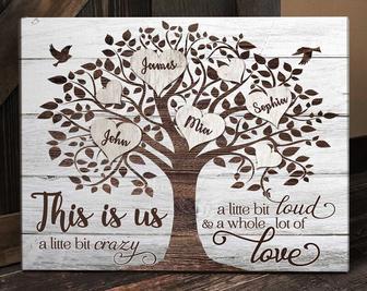 Heartfelt Family Tree Wall Decor Canvas With Kids' Names - Grandparents' Gift For Anniversaries Or Christmas | Familywalldecor