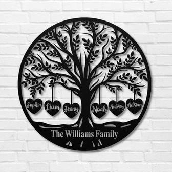 Touching Family Tree Metal Wall Sign With Engraved Names - Personalized Gift For Grandparents And Mom Decoration | Familywalldecor