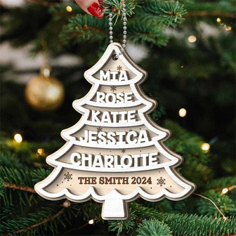 Family Names White Christmas Tree Ornament Personalized For Holidays - Monsterry