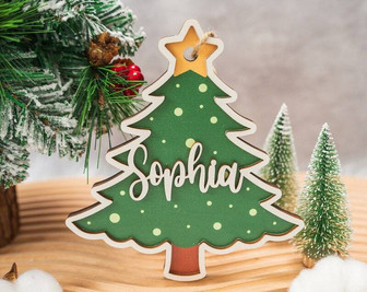 Custom Name Wooden Christmas Ornament For Holiday Tree Decor - Monsterry