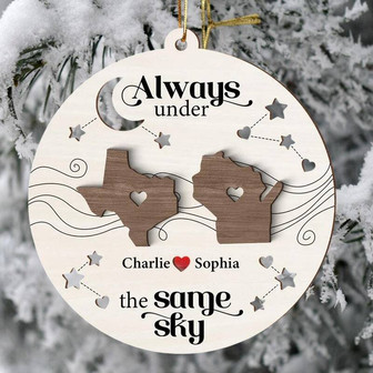 Heartfelt Personalized Wooden Ornament For Boyfriend Girlfriend - Long Distance Relationship Christmas Gift - Monsterry