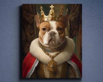 Regal Pet Dog Wall Art Custom King's Portrait Canvas For Living Room - Personalized And Unique Gift | Familywalldecor