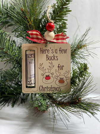 Personalized Wooden Christmas Money Holder Ornament - Thoughtful Gift For Holidays - Monsterry