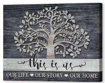 Customizable Family Tree Canvas For Grandparents - Christmas & Anniversary Wall Art Decor | Familywalldecor