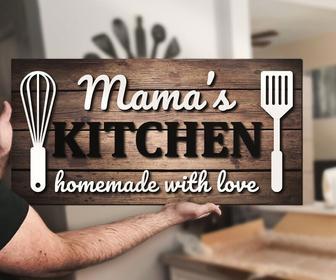 Personalized Mom's Kitchen Signs - Rustic Family Name Wood Decor For Mother's Day | Familywalldecor