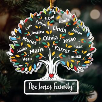 Personalized Family Tree Acrylic Ornament For Christmas 2024 Festive Keepsake Gift | Familywalldecor