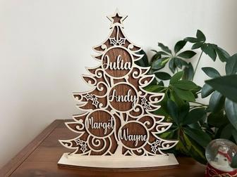 Custom Wooden Family Tree Wall Decor Ornament For Christmas 2024 - Thoughtful Gift | Familywalldecor