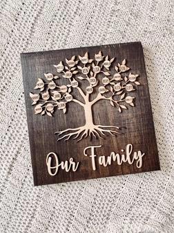 Touching Personalized Family Tree Wood Sign For Living Room Wall Decor | Familywalldecor