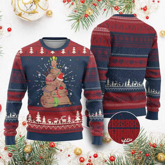 Funny Capybara Christmas Tree Ugly Christmas Sweater - Monsterry