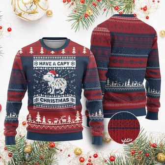 Funny Capybara Xmas Ugly Christmas Sweater Have A Capy Christmas Light - Monsterry